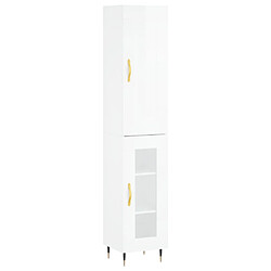 vidaXL Buffet haut Blanc brillant 34,5x34x180 cm Bois d'ingénierie