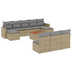 vidaXL Salon de jardin 11 pcs avec coussins beige résine tressée