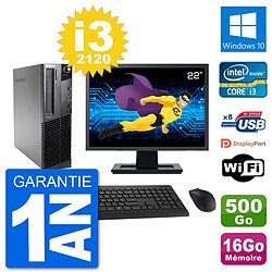 PC Lenovo M92p SFF Ecran 22" Intel i3-2120 RAM 16Go Disque 500Go Windows 10 Wifi · Occasion 