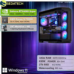 Sedatech Pack PC Gamer V360 • AMD Ryzen 9 7900X • RTX4080 Super • 32Go DDR5 • 2To SSD M.2 • Windows 11 • Moniteur 28"