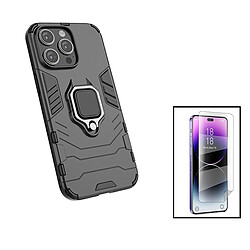 PHONECARE Kit Film Hydrogel Full Cover Avant + Coque 3X1 Military Defender pour Apple iPhone 15 Pro Max - Noir 