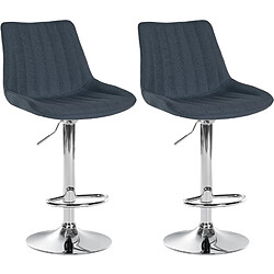 Decoshop26 Lot de 2 tabourets de bar réglable en hauteur pivotant à 360° assise en tissu gris foncé couture verticale pied métal chromé 10_0004432 