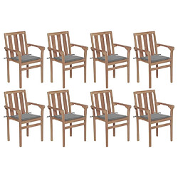 Maison Chic Lot de 8 Chaises de jardin avec coussins,Fauteuil d'extérieur empilables Teck solide -MN51904