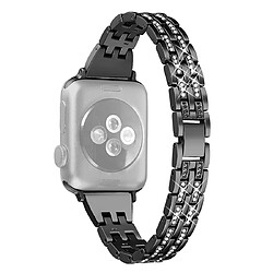 Wewoo Bracelet en acier inoxydable serti de diamants pour Apple Watch séries 5 et 4 40 mm / 3 et 2 et 1 38 mm noir 