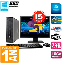 PC HP EliteDesk 800 G1 SFF Ecran 19" Core I5-4570 16Go Disque 120 Go SSD Wifi W7 · Occasion 