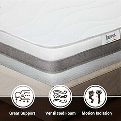 Avis The White Stone Matelas Double King-Size 200x200 à mémoire de forme orthopédique | Hauteur 25 cm | Made in Italy