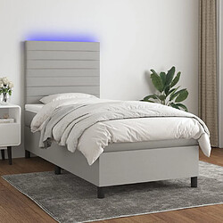 vidaXL Sommier à lattes de lit et matelas et LED Gris clair 100x200 cm 