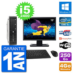 PC HP 8300 SFF Ecran 19" Intel i5-2400 RAM 4Go Disque 250Go Windows 10 Wifi - Occasion