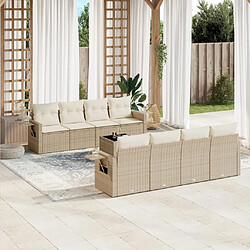 Maison Chic Salon de jardin avec coussins 9 pcs, Ensemble Tables et chaises de jardin, beige résine tressée -GKD726900