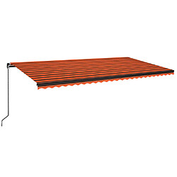 Maison Chic Auvent manuel rétractable,Store manuel de porte avec LED 600x350 cm Orange et marron -GKD53950