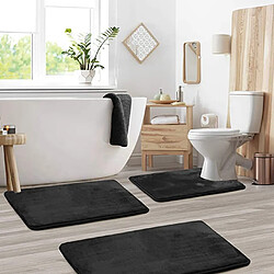 LUUCOZK Tapis de bain antidérapants absorbants à séchage rapide pour salle de bain - Noir-50 x 60cm Forme en U