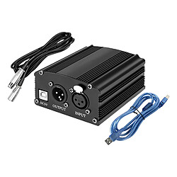 Alimentation Fantôme 48V Avec Câble De Microphone XLR 3 Broches Pour Micro Noir