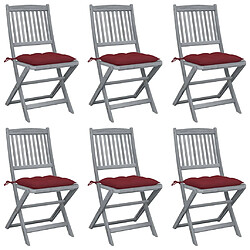 Maison Chic Lot de 6 Chaises pliables d'extérieur avec coussins | chaises de jardin | Fauteuil Relax Bois d'acacia -GKD46604