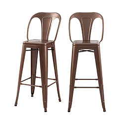 Rendez Vous Deco Chaise de bar Indus cuivre 76 cm (lot de 2) 