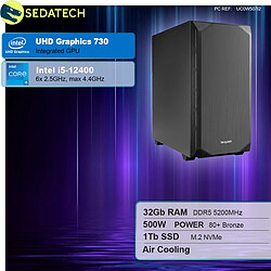 Sedatech PC de bureau Silent • Intel i5-12400 • 32Go DDR5 • 1To SSD M.2 • sans OS