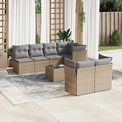 Maison Chic Salon de jardin avec coussins 8 pcs | Ensemble de Table et chaises | Mobilier d'Extérieur beige résine tressée -GKD71904