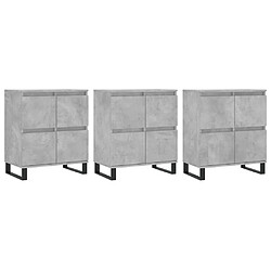 vidaXL Buffets 3 pcs gris béton bois d'ingénierie