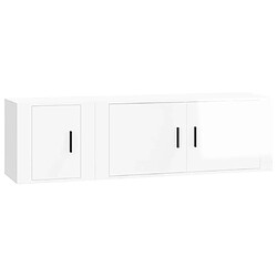 Maison Chic Ensemble de meubles TV 2 pcs pour salon - blanc brillant bois d'ingénierie -MN43243