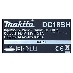 Makita DC 18 SH Chargeur double LXT 2x 14,4 V - 2x 18 V (36 V), Courant de charge 2,6 ampères (199687-4) 