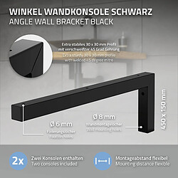 Avis ML-Design Set 2x Consoles Murales en Forme de L, 450x150x30 mm, Noir, Acier, Design Flottant Équerre, Supports d'Étagère en Angle pour Lavabo/Table pour Salle de Bain/Salon, Matériel de Montage Inclus