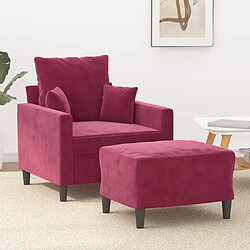 vidaXL Fauteuil avec repose-pied Rouge bordeaux 60 cm Velours