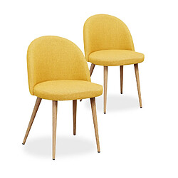 NC Lot de 2 chaises scandinaves Cecilia tissu Jaune