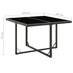 Acheter vidaXL Table de jardin Noir 109x107x74 cm Résine tressée et verre