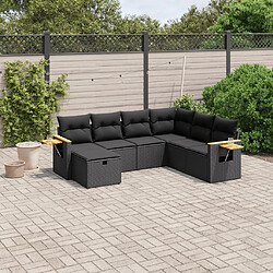 Maison Chic Ensemble Tables et chaises d'extérieur 7pcs avec coussins,Salon de jardin noir résine tressée -GKD685410