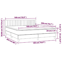 Acheter vidaXL Sommier à lattes de lit avec matelas LED Noir 180x200 cm Tissu