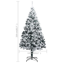 vidaXL Sapin de Noël artificiel avec neige floquée vert 210 cm PVC pas cher