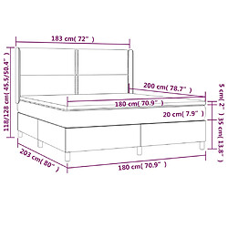 Acheter vidaXL Sommier à lattes de lit matelas et LED Crème 180x200 cm Tissu