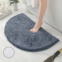 LUUCOZK Tapis de bain antidérapants absorbants à séchage rapide, tapis de décoration de salle de bain, fond TPR bleu brouillard-Demi-cercle 40X60CM