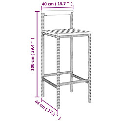 vidaXL Tabourets de bar lot de 2 gris résine tressée et bois d'acacia pas cher