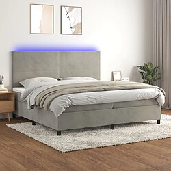 Sommier à lattes LED,Cadre à lattes de lit avec matelas pour Adulte Gris clair 200x200 cm -MN74980