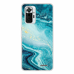 Evetane Coque Xiaomi Redmi Note 10 Pro souple silicone transparente Coque Xiaomi Redmi Note 10 Pro silicone transparente Bleu Nacré Marbre ultra resistant Protection housse Motif Ecriture Tendance Evetane