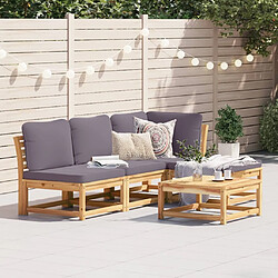 vidaXL Salon de jardin avec coussins 5 pcs Bois d'acacia solide 