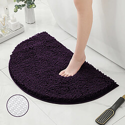 LUUCOZK Tapis de bain antidérapants absorbants à séchage rapide, tapis de décoration de salle de bain, fond TPR violet foncé-Demi-cercle 40X60CM 