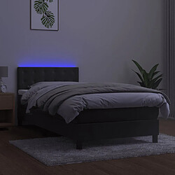 Avis vidaXL Sommier à lattes de lit avec matelas et LED Gris foncé 90x190cm