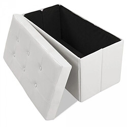 Avis Helloshop26 Pouf coffre pliant pliable de rangement 80x39 cm salon salle à manger blanc 08_0000480