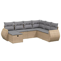 vidaXL Salon de jardin avec coussins 7pcs mélange beige résine tressée