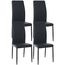 Decoshop26 Lot de 4 chaises de salle à manger design simple en synthétique noir cadre en métal noir CDS10400 