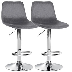 Decoshop26 Set de 2 tabourets de bar repose-pieds en métal confortable en forme d'arc assise en velours gris foncé 10_0004128 