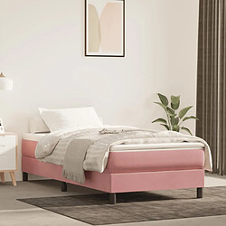 vidaXL Matelas de lit à ressorts ensachés rose 90x210x20 cm velours