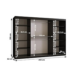 Acheter Abiks Meble Armoire Old St T à portes coulissantes 200/250/62 2 portes (noir/marron)