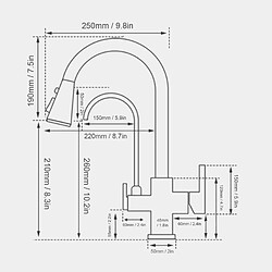 ComfortXL Robinet d'évier de cuisine à double mode avec pulvérisateur rétractable universel