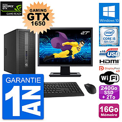 PC Tour HP 800 G2 Ecran 27" Gaming GTX 1650 i5-6500 RAM 16Go 240Go SSD + 2To W10 · Occasion 