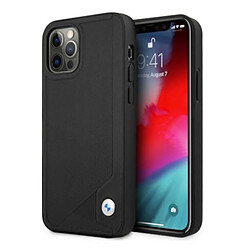 etui bmw bmhcp12mrcdpk iphone 12/12 pro 6,1" noir coque dur cuir deboss 