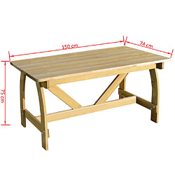 Acheter vidaXL Table de jardin 150x74x75 cm Bois de pin imprégné