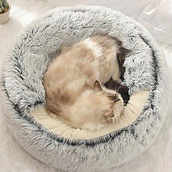 Lit De Chenil Pour Chien Et Chat Nid Rond En Peluche Chaude Confortable Pour Dormir Gris 50cm