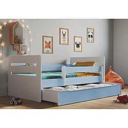 Acheter Lit bleu Tom sans tiroir, sans matelas 160/80